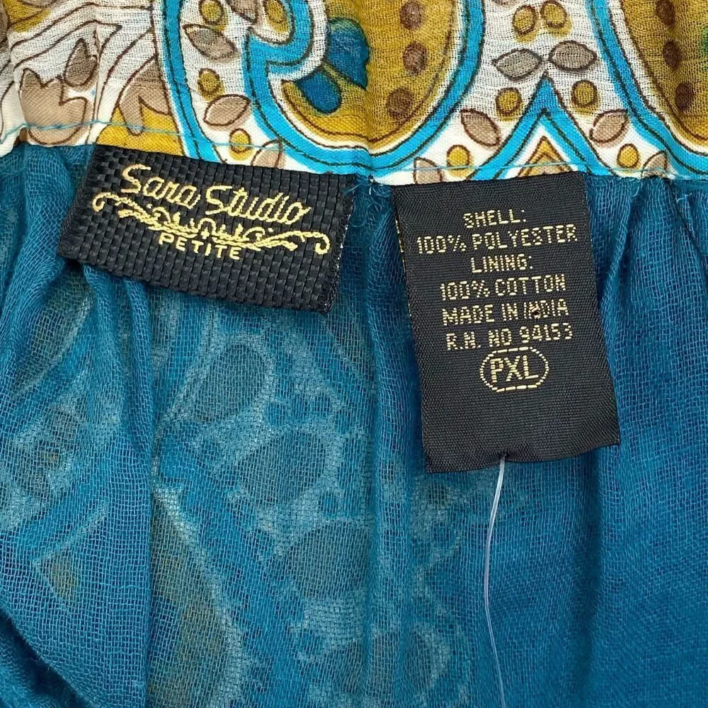 SARA Studio Blue Brown Paisley Maxi Skirt PXL